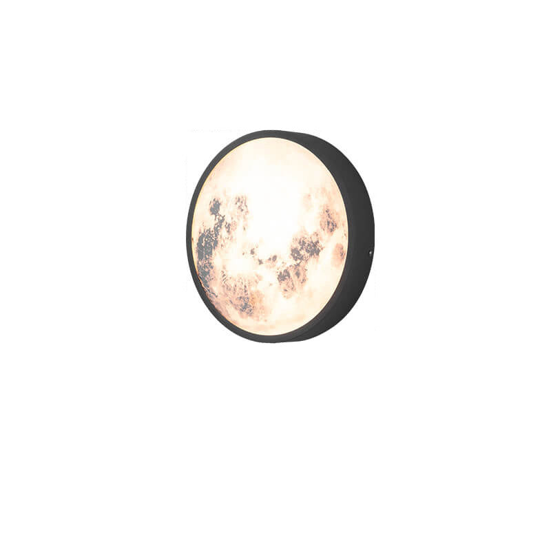 Modern Outdoor Moon Round Waterproof Wall Sconce Lamp