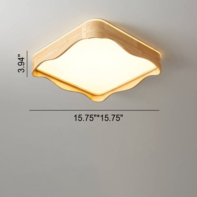 إضاءة LED مثبتة على السقف من الخشب المطاطي الأكريليكي بتصميم مستطيل حديث وموجة بسيطة 
