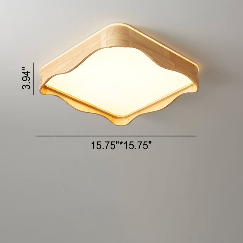 إضاءة LED مثبتة على السقف من الخشب المطاطي الأكريليكي بتصميم مستطيل حديث وموجة بسيطة 