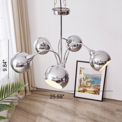 Nordic Vintage Space Plated Silver Round 3/5 Light Chandelier