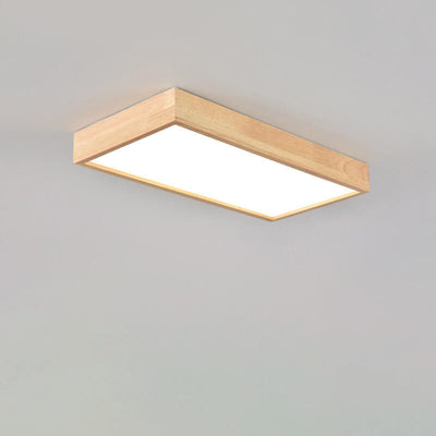 Nordic Japanese Log Wood  Rectangular LED Flush Mount Ceiling Light