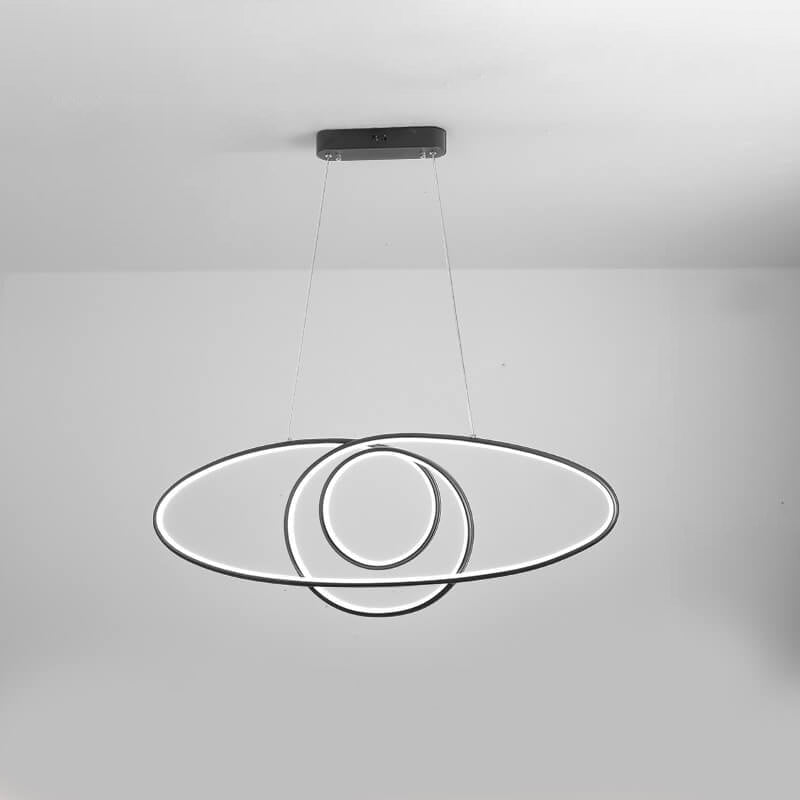 Modern Creative Island Light Round Ring Aluminum Silicone LED Chandelier