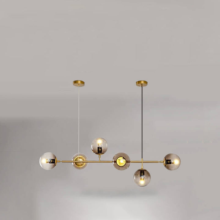 Nordischer minimalistischer bunter Kugel-Hardware-Glas-6-Licht-Insel-Licht-Kronleuchter 
