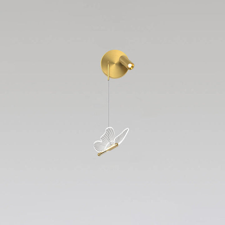 Aplique de pared LED con diseño contemporáneo y creativo de foco mariposa en hierro y acrílico para sala de estar 