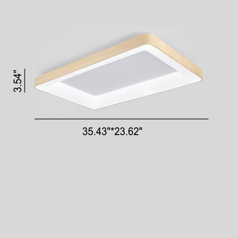 Japanische einfache quadratische geometrische Eisen-Woodgrain-LED-Unterputz-Deckenleuchte 