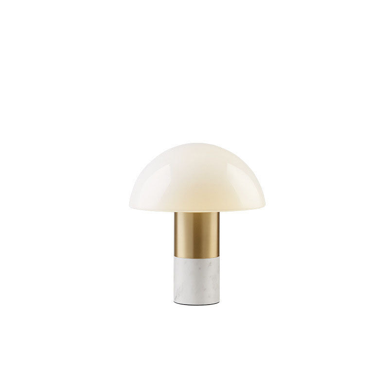 Lampe de table moderne et minimaliste à 1 lumière en forme de champignon, fer, verre et marbre 