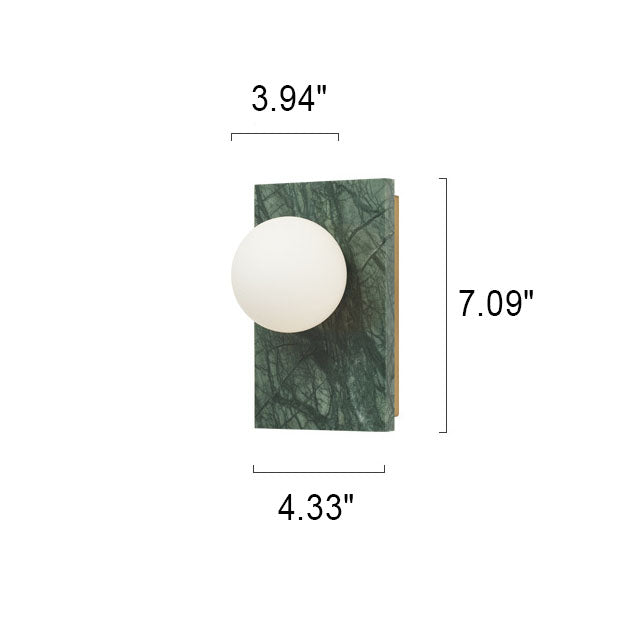 Modern Light Luxury Marble Square Base Glass Ball 1-Light Wall Sconce Lamp