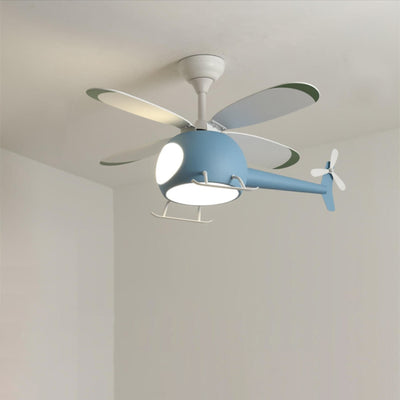 Simple Cartoon Aircraft LED Downrods Ceiling Fan Light
