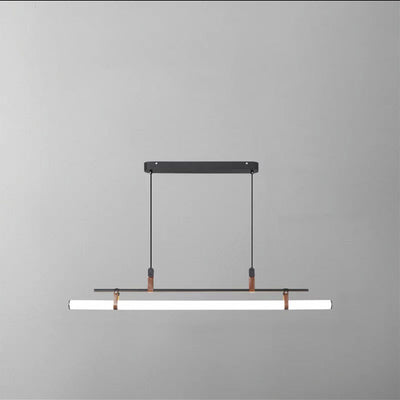 Nordic Minimalist Long Strip Leather LED Island Light Chandelier
