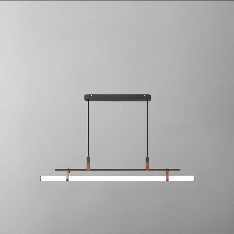 Nordic Minimalist Long Strip Leather LED Island Light Chandelier