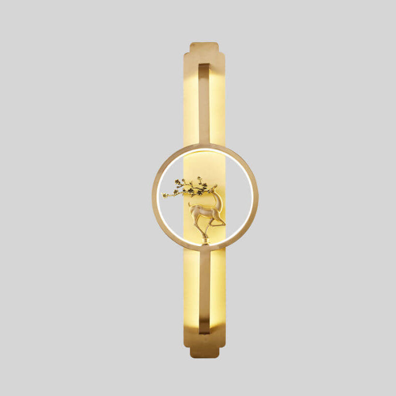Moderne chinesische Kupfer lange runde LED-Wandleuchte 