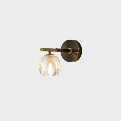 All Copper Light Luxury Crystal 1/2-Light Wall Sconce Lamp