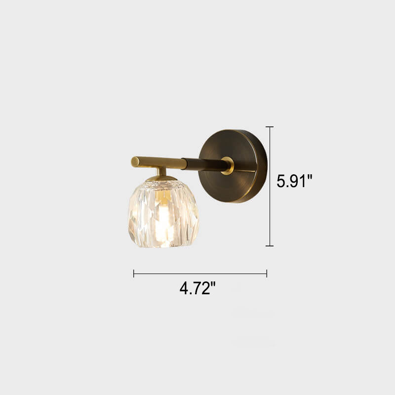 Toda la lámpara de aplique de pared de lujo de cristal de cobre de 1/2 luces 