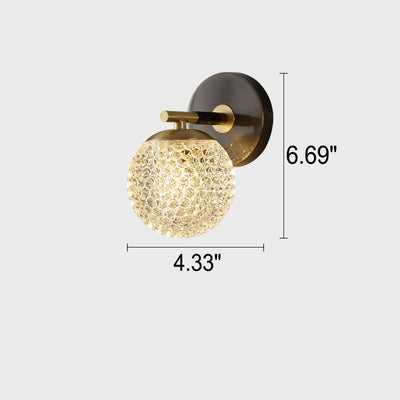 All Copper Light Luxury Acrylic Spherical Lamp Shade 1/2-Light Wall Sconce Lamp