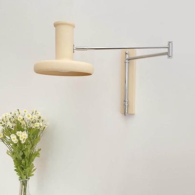 Nordic Minimalist  Beige Swing Arm 1-Light Wall Sconce Lamp