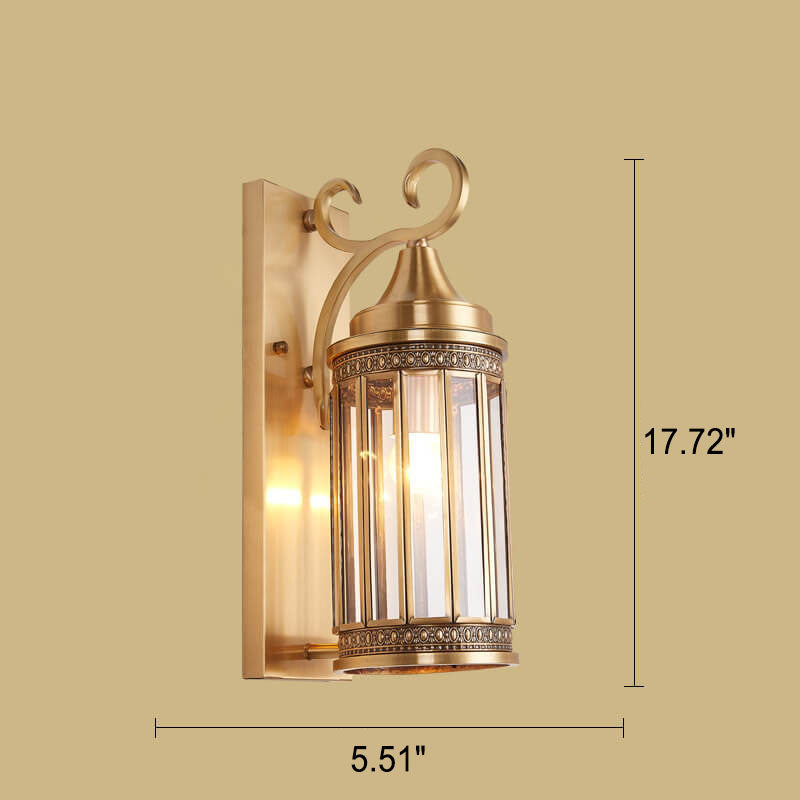 Traditional European Light Luxury Vintage Copper Glass 1/3-Light Wall Sconce Lamp