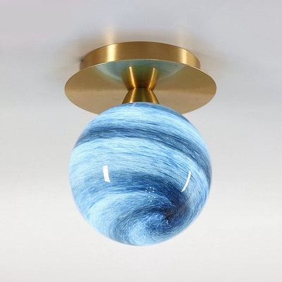 Modernes Creative Planet Glass 1-Light Semi-Flush Mount Light 