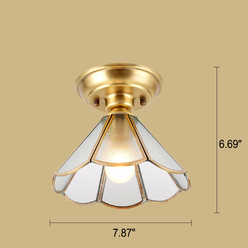 Europäisches Luxus-Vollkupfer-Retro-Blütenblatt-Design 1-Licht-Unterputzleuchte 