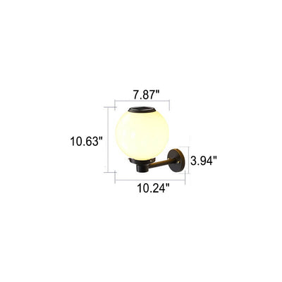 Lampe d'applique murale LED étanche à boule ronde solaire extérieure moderne 