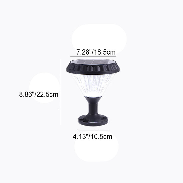 Moderne schwarze Solar-Säule aus Aluminiumguss mit Glas für den Außenbereich, wasserdicht 