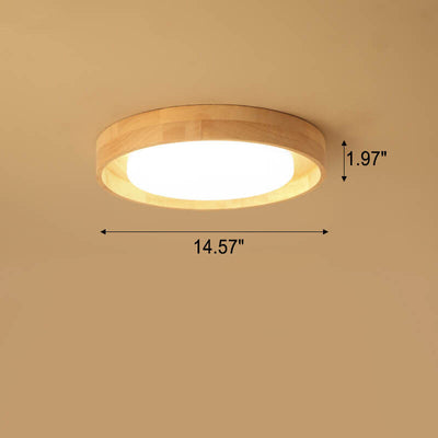 Japanische einfache runde LED-Deckenleuchte aus Holz für die bündige Montage 
