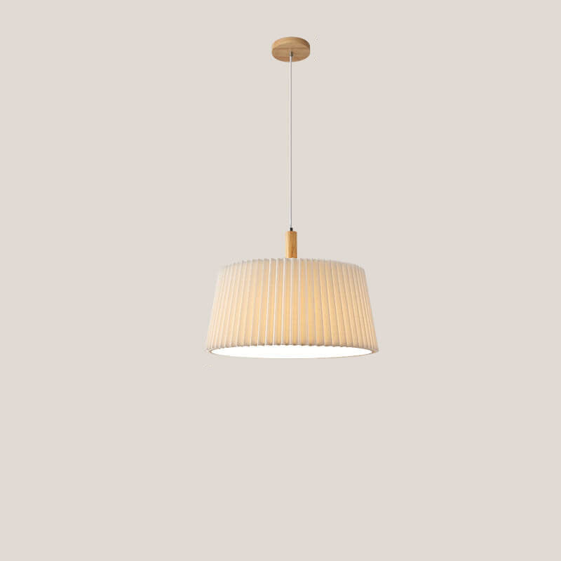 Nordischer minimalistischer einfarbiger Massivholz-Stoff 1-Licht Pendelleuchte 