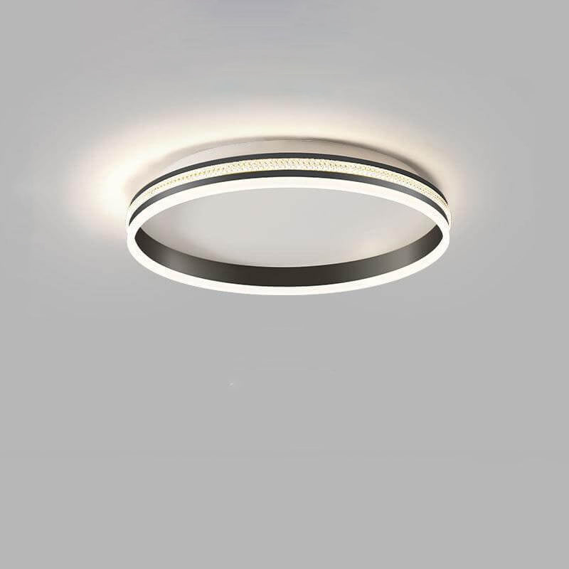 Modern Minimalist Aluminum Iron Acrylic Round Ring Brushed LED Flush Mount Ceiling Light For Living Room &amp; Bedroom