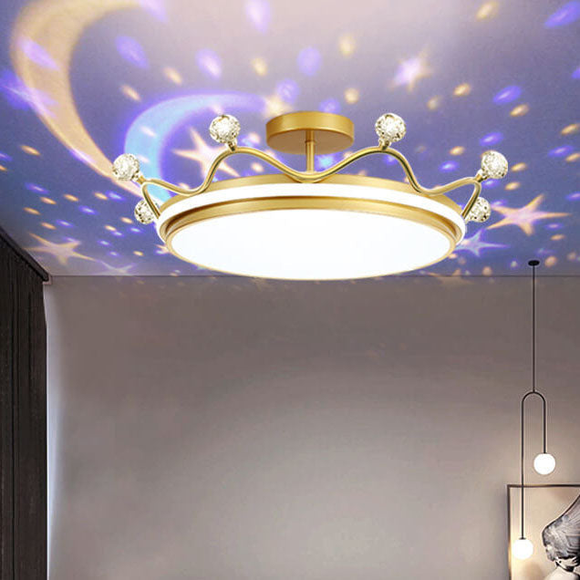 Zeitgenössische kreative Kinder Krone Eisen Acryl LED Deckenleuchte für das Schlafzimmer 