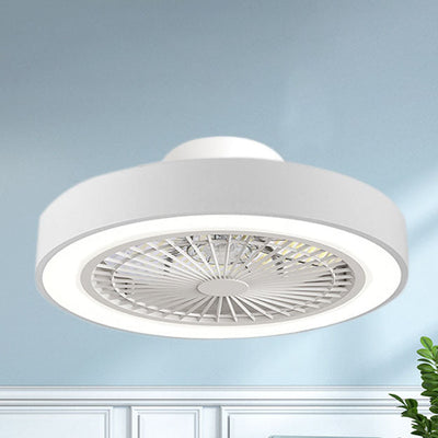 Modern Minimalist Solid Color Iron Copper LED Flush Mount Ceiling Fan Light