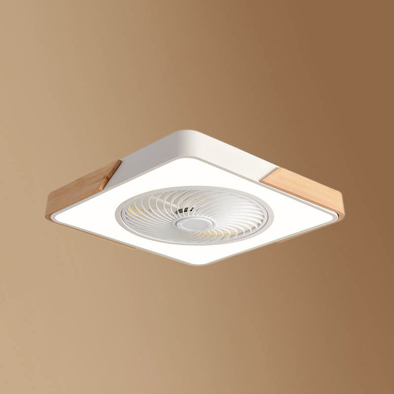 Nordic Macaron Square Wood LED Unterputz-Deckenventilatorleuchte