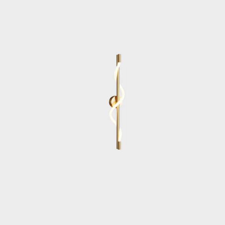 Modern Minimalist Copper-Plated Iron Twist Curve Long Bar Copper LED Wall Sconce Lamp For Living Room