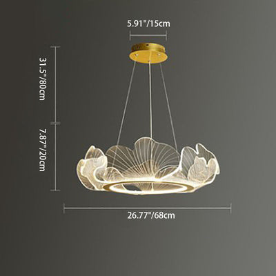 Contemporary Creative Ginkgo Leaf Iron Acrylic LED Pendant Light For Living Room