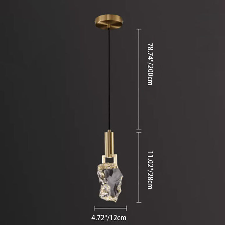 Moderne Luxus Kupfer unregelmäßige Kristall Stein LED Pendelleuchte für Wohnzimmer 