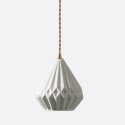 Japanese Creative Pleated Ceramic Brass 1-Light Pendant Light