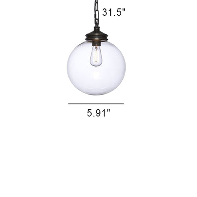 Vintage Minimalist Clear Glass Orb 1-Light Pendant Light