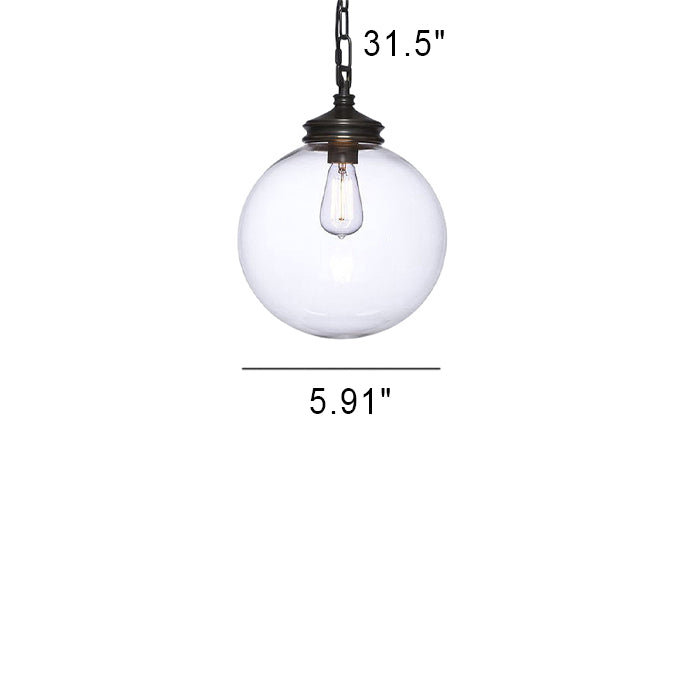 Vintage Minimalist Clear Glass Orb 1-Light Pendant Light