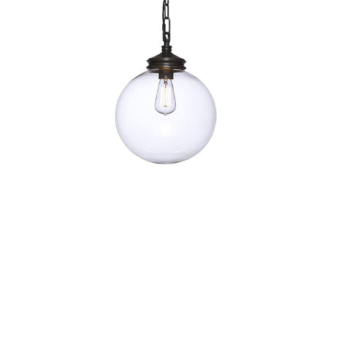 Contemporary Industria Clear Glass Iron Orb 1-Light Pendant Light For Living Room