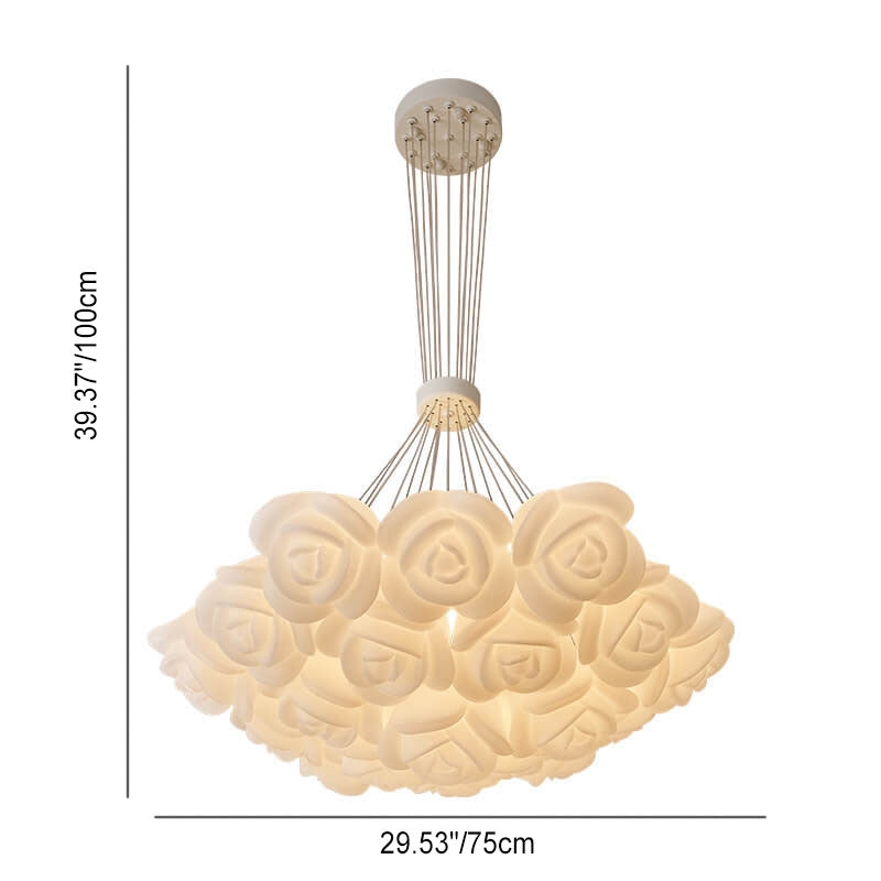 Ramo de Rosas Crema Moderno Lámpara de Araña de Hierro Acrílico de 7/13/19 Luces 