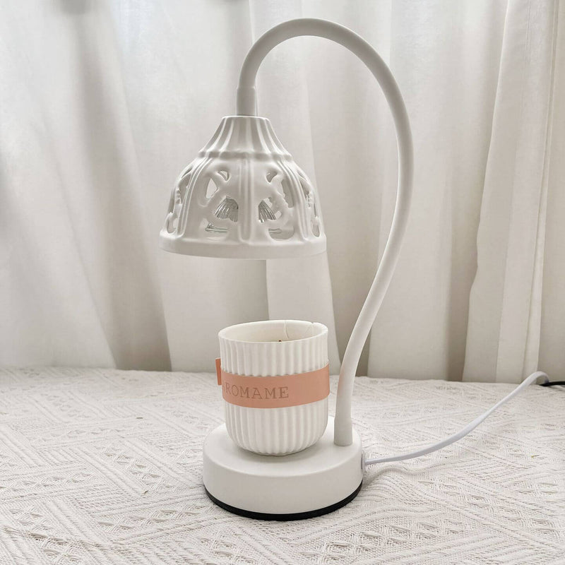 Lámpara de mesa de cera derretida de 1 luz de metal con diseño redondo hueco estilo europeo 