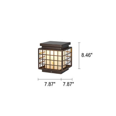 Modern Chinese Square Column Outdoor Waterproof Patio 1-Light Landscape Light