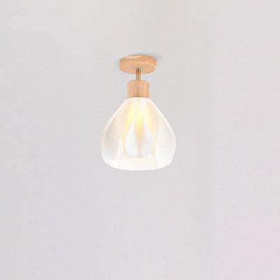 Japanese Wabi-sabi Minimalist Log 1-Light Semi-Flush Mount Light