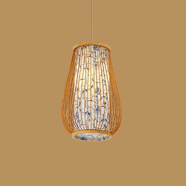 Modern Chinese Bamboo Weaving Gourd 1-Light Pendant Light