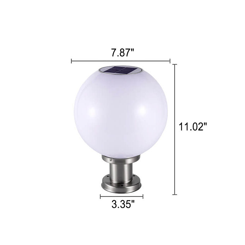 Lampe LED solaire à tête ronde en acier inoxydable et acrylique, luminaire décoratif d&
