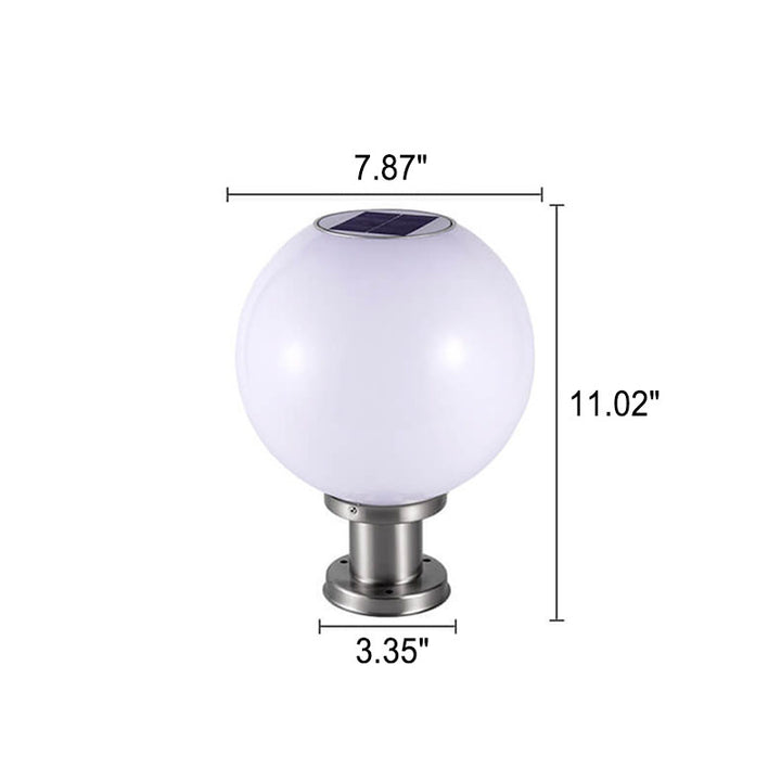 Lampe LED solaire à tête ronde en acier inoxydable et acrylique, luminaire décoratif d&