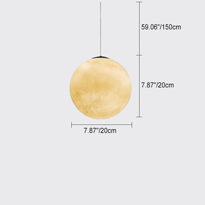 Contemporary Creative Moon Resin Fiber 1-Light Pendant Light For Bedroom