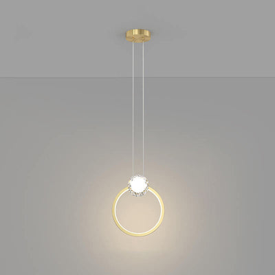 European Light Luxury Round Copper Crystal LED Pendant Light