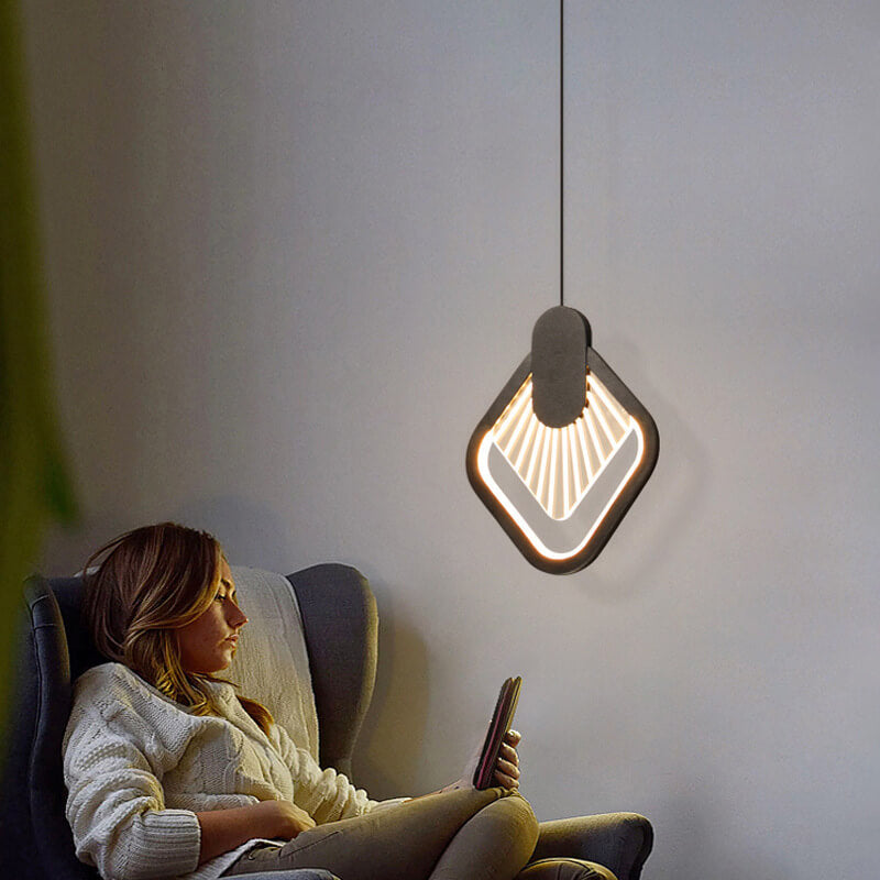 Nordic Simple Square/Round Scallop Pattern Design LED Pendant Light