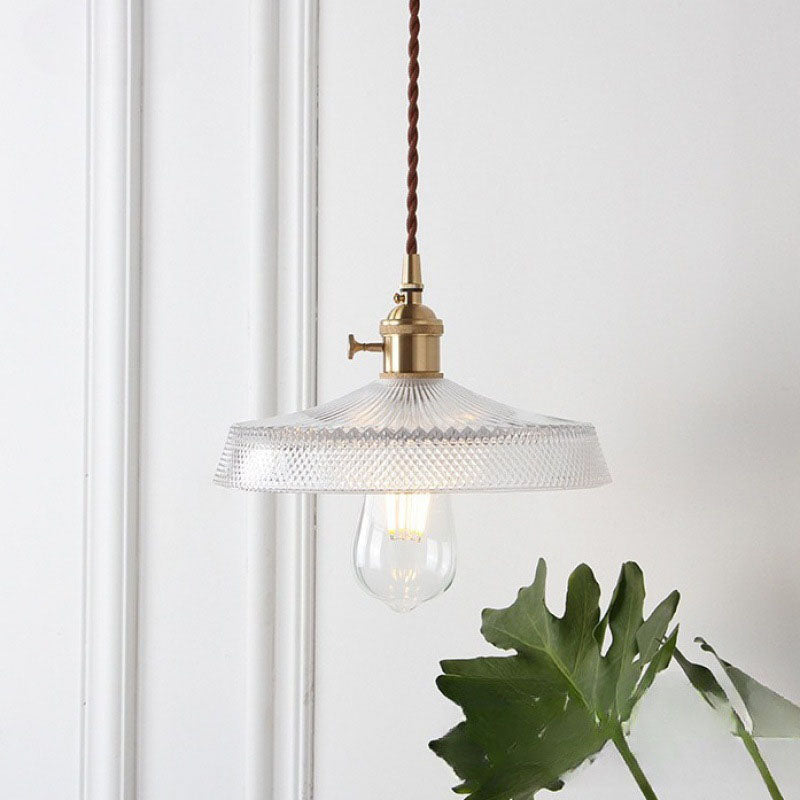 Moderne Einfachheit Runde Welle Messing Glas 1-Licht Pendelleuchte Für Wohnzimmer 
