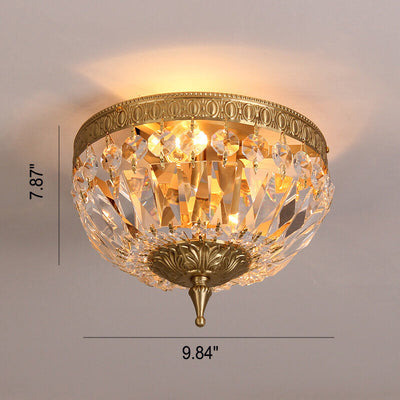 All Copper Classic Country Style Crystal 6-Light Flush Mount Light