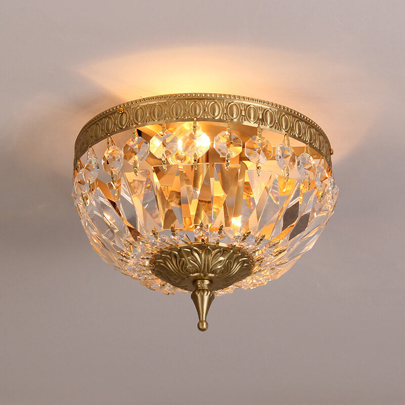 All Copper Classic Country Style Crystal 6-Light Flush Mount Light